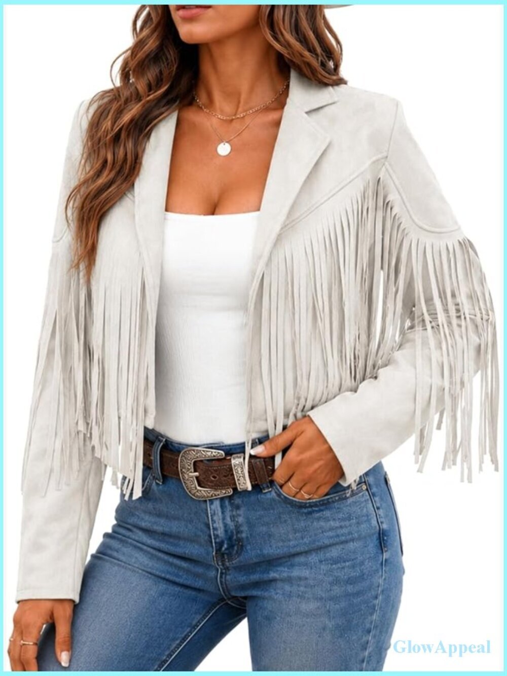 Faux Suede Leather Tassel Fringe Cropped Jacket Western Coat